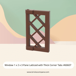 Window 1 x 2 x 3 Pane Latticed with Thick Corner Tabs #60607 - 192-Reddish Brown
