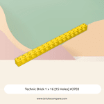 Technic Brick 1 x 16 [15 Holes] #3703 - 24-Yellow