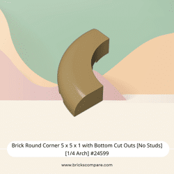Brick Round Corner 5 x 5 x 1 with Bottom Cut Outs [No Studs] [1/4 Arch] #24599 - 138-Dark Tan