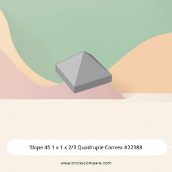 Slope 45 1 x 1 x 2/3 Quadruple Convex #22388 - 194-Light Bluish Gray