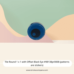 Tile Round 1 x 1 with Offset Black Eye #98138pr0008 (patterns are stickers) - 140-Dark Blue
