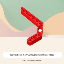Technic Beam 1 x 11.5 Double Bent Thick #32009 - 21-Red