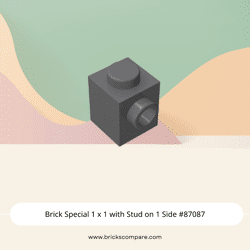 Brick Special 1 x 1 with Stud on 1 Side #87087 - 199-Dark Bluish Gray