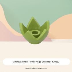 Minifig Crown / Flower / Egg Shell Half #39262 - 119-Lime