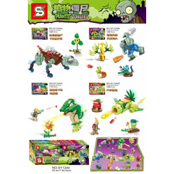 SY SY1240C Plants vs. Zombies: Mechanical Wolf Zombie VS Clover, Plants vs. Big Han Bronze Man, Dragon Roar VS Sunflower, 4 Asparagus Fighters