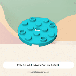 Plate Round 4 x 4 with Pin Hole #60474 - 322-Medium Azure