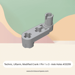 Technic, Liftarm, Modified Crank / Pin 1 x 3 - Axle Holes #33299  - 194-Light Bluish Gray