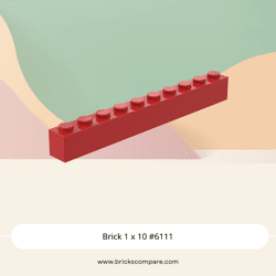 Brick 1 x 10 #6111 - 21-Red