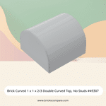 Brick Curved 1 x 1 x 2/3 Double Curved Top, No Studs #49307 - 194-Light Bluish Gray