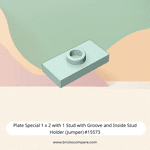 Plate Special 1 x 2 with 1 Stud with Groove and Inside Stud Holder (Jumper) #15573 - 323-Light Aqua