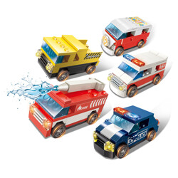 GUDI 50302 Super product power: 5 Letour station wagons, fire sprinkler, monster engineering vehicle, police patrol car, medical ambulance