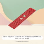 Vehicle Base, Train 6 x 28 with Two 2 x 2 Cutouts and 3 Round Holes Each End #92339 - 21-Red