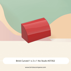 Brick Curved 1 x 2 x 1 No Studs #37352 - 21-Red