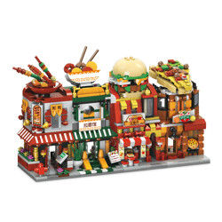 YURI 22111 Mini Street View Gourmet 4 series pots, ramen restaurants, burger joints, pizzerias