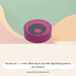 Tile Round 1 x 1 with Offset Black Eye #98138pr0008 (patterns are stickers) - 124-Magenta