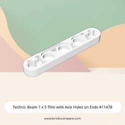 Technic Beam 1 x 5 Thin with Axle Holes on Ends #11478 - 1-White
