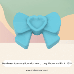 Headwear Accessory Bow with Heart, Long Ribbon and Pin #11618 - 322-Medium Azure