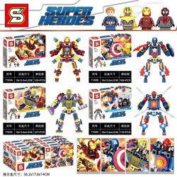 SY 7102B Super Heroes Builds Puppet 4 Iron Man, Captain America, Raiders, Spider-Man