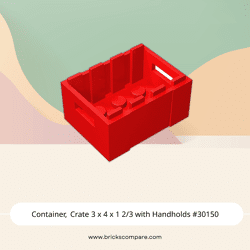 Container, Crate 3 x 4 x 1 2/3 with Handholds #30150 - 21-Red