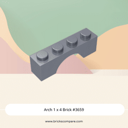 Arch 1 x 4 Brick #3659 - 315-Flat Silver