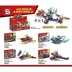 SY 1078A Super Heroes Aircraft 4 combinations Red Shadow Spider, ThunderBolt, Steel Chariot, Patriot Falcon