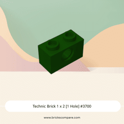 Technic Brick 1 x 2 [1 Hole] #3700 - 141-Dark Green