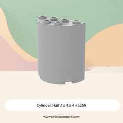 Cylinder Half 2 x 4 x 4 #6259 - 194-Light Bluish Gray