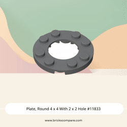 Plate, Round 4 x 4 With 2 x 2 Hole #11833 - 199-Dark Bluish Gray