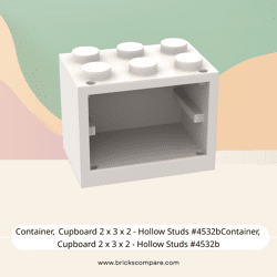 Container, Cupboard 2 x 3 x 2 - Hollow Studs #4532bContainer, Cupboard 2 x 3 x 2 - Hollow Studs #4532b - 1-White