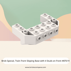 Brick Special, Train Front Sloping Base with 4 Studs on Front #87619 - 1-White