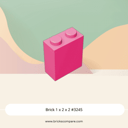Brick 1 x 2 x 2 #3245 - 221-Dark Pink