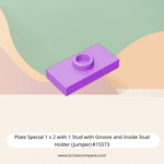 Plate Special 1 x 2 with 1 Stud with Groove and Inside Stud Holder (Jumper) #15573 - 324-Medium Lavender