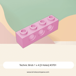 Technic Brick 1 x 4 [3 Holes] #3701 - 222-Bright Pink