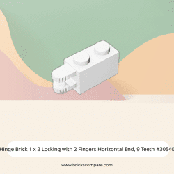 Hinge Brick 1 x 2 Locking with 2 Fingers Horizontal End, 9 Teeth #30540 - 1-White