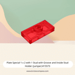 Plate Special 1 x 2 with 1 Stud with Groove and Inside Stud Holder (Jumper) #15573 - 41-Trans-Red