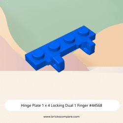 Hinge Plate 1 x 4 Locking Dual 1 Finger #44568 - 23-Blue