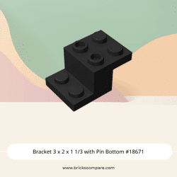 Bracket 3 x 2 x 1 1/3 with Pin Bottom #18671 - 26-Black