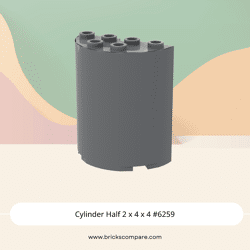 Cylinder Half 2 x 4 x 4 #6259 - 199-Dark Bluish Gray