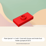 Plate Special 1 x 2 with 1 Stud with Groove and Inside Stud Holder (Jumper) #15573 - 21-Red