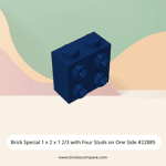 Brick Special 1 x 2 x 1 2/3 with Four Studs on One Side #22885 - 140-Dark Blue