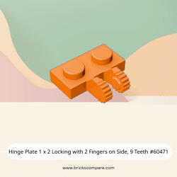 Hinge Plate 1 x 2 Locking with 2 Fingers on Side, 9 Teeth #60471 - 106-Orange