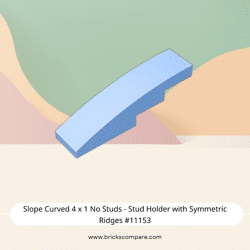 Slope Curved 4 x 1 No Studs - Stud Holder with Symmetric Ridges #11153  - 212-Bright Light Blue