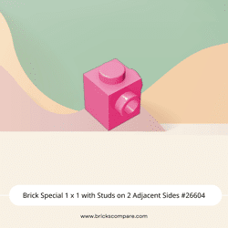 Brick Special 1 x 1 with Studs on 2 Adjacent Sides #26604 - 221-Dark Pink