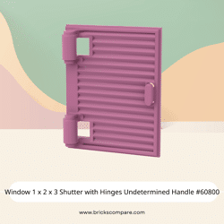 Window 1 x 2 x 3 Shutter with Hinges Undetermined Handle #60800 - 221-Dark Pink