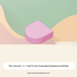 Tile, Round 1 x 1 Half Circle Extended (Stadium) #24246 - 222-Bright Pink
