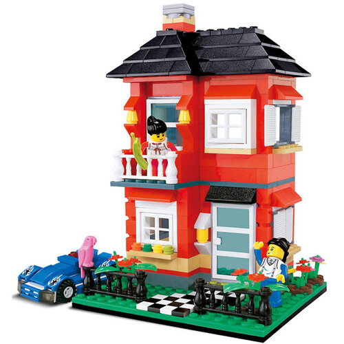 WANGE 31054 Small Villa Series: Model D Red Garden Villa