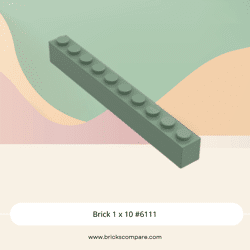 Brick 1 x 10 #6111 - 151-Sand Green