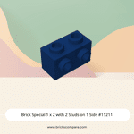 Brick Special 1 x 2 with 2 Studs on 1 Side #11211 - 140-Dark Blue