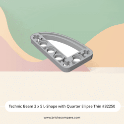 Technic Beam 3 x 5 L-Shape with Quarter Ellipse Thin #32250 - 194-Light Bluish Gray