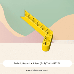 Technic Beam 1 x 9 Bent (7 - 3) Thick #32271 - 24-Yellow
